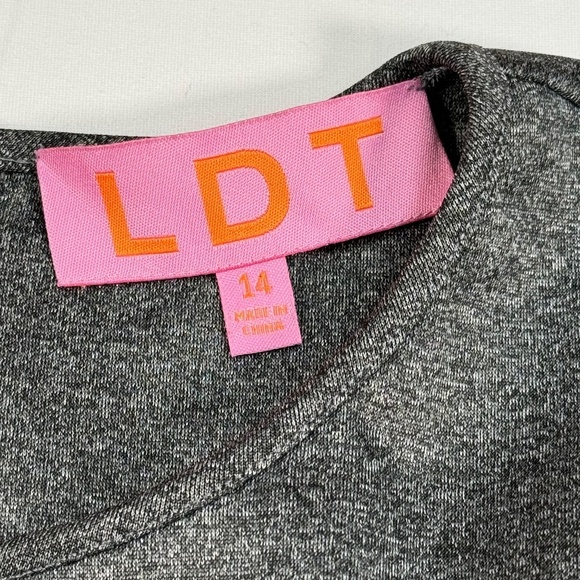 Revolve LDT Balloon Sleeve Mini Dress Womens Plus Sz 14 Dark Grey Pockets Zipper - Picture 3 of 8